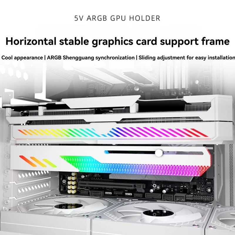 Graphics Card Anti-Sag Bracket with ARGB Sync, Temperature Display, Adjustable Height, 5V 3Pin B-A27I