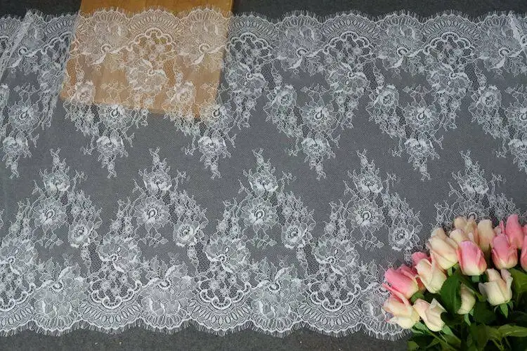 3 - Meter  Long Eyelash Lace Flower Double - Sided Mesh for Clothing Skirts Wedding Veils Headscarves Splicing 60 Cm Wide