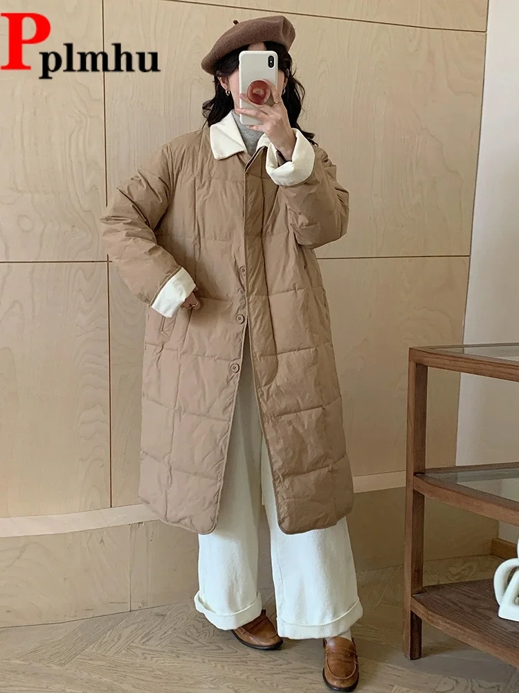 

Теплые куртки средней длины с отложным воротником, женские повседневные однобортные куртки на пуговицах Chaquetas, прямые мешковатые модные Abrigos Casaco