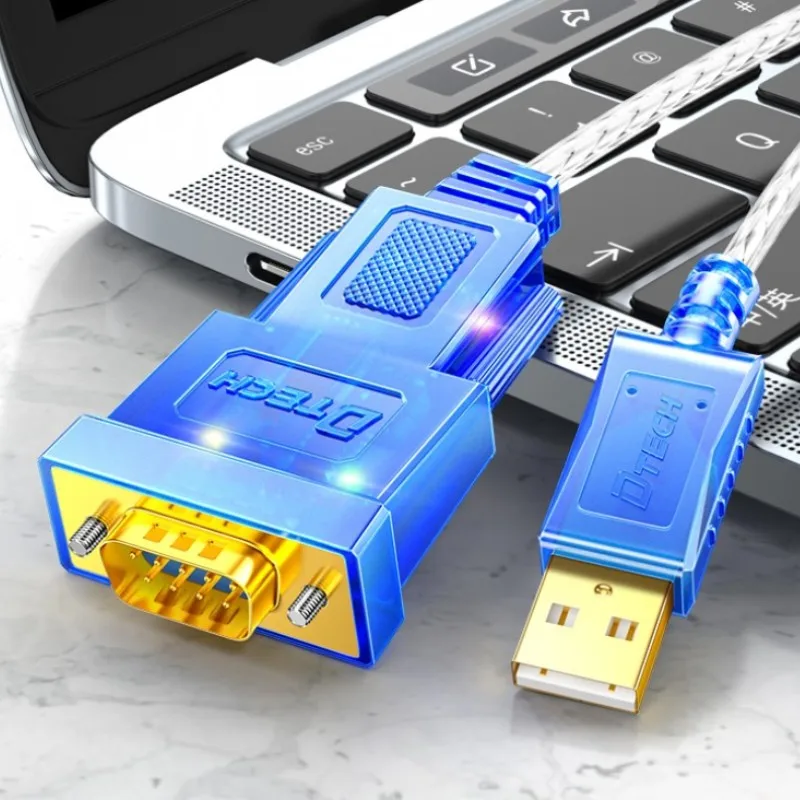 DTECH 2m Length 300bps~460800bps USB to RS232 DB9 Serial Port Adapter Data Cable With Indicator Light for Programming PLC