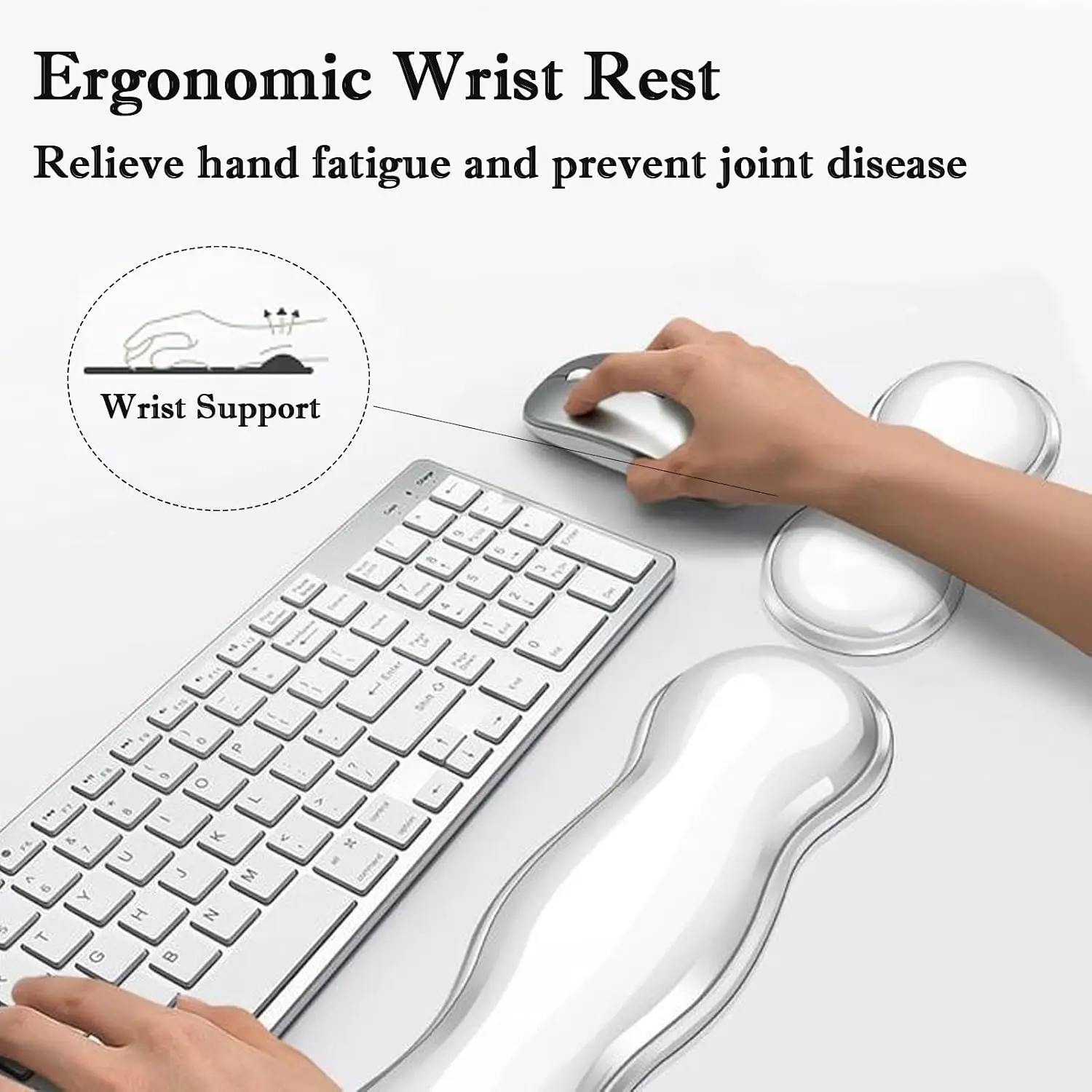 Update Gel Keyboard Wrist Rest & Mouse Wrist Rest Set Silicone Wrist Support Pad for Pain Relief Effortless Typing Gaming