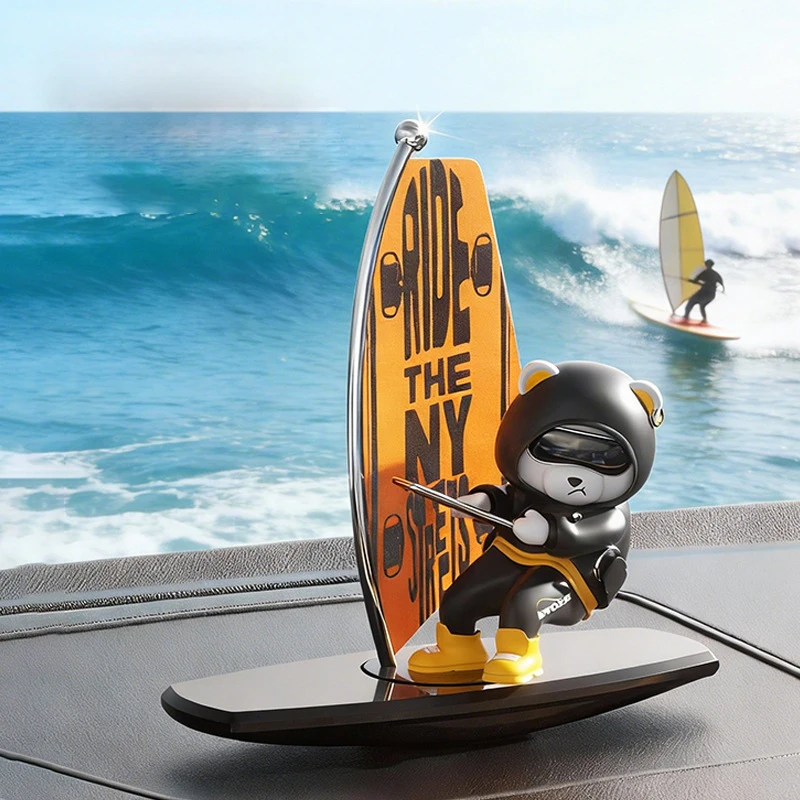 1pc Car-Mounted Rocking Surfing Bear Creative Ornament for Car Center Console Car Accessories