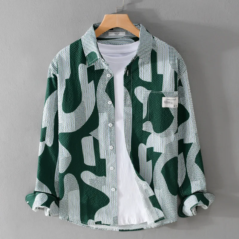 

Удобная мужская весенне-осенняя верхняя одежда Long Sve с принтом irt, модная универсальная повседневная одежда irt Jaet с пузырьковой текстурой