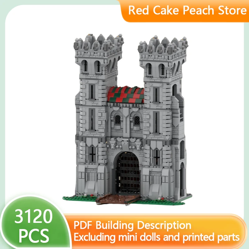 

Medieval Castle Model MOC Building Bricks Red Castle Wall Gate Modular Technology Gifts Holiday Assemble Children Toys Suit