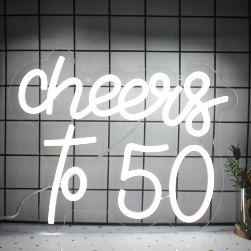 

Cheers To 50 Neon Sign Happy 50th Birthday Neon Signs LED Light for Bedroom Birthday Wedding Party Wall Art Decor Signs