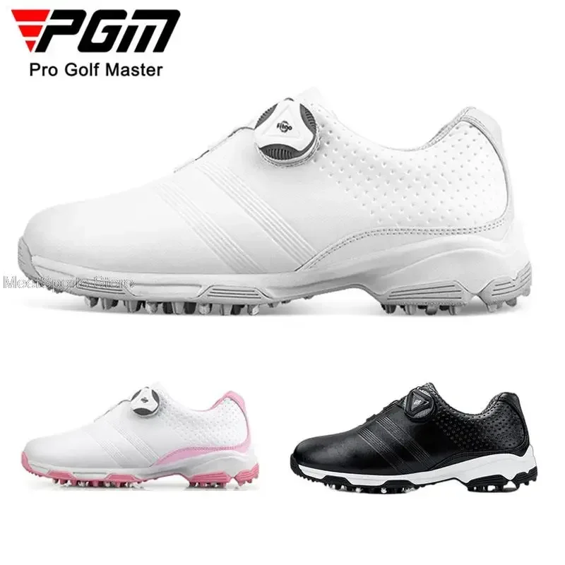 Pgm Women Golf Shoes Lightweight Women Leisure Sport Sneaker Ladies Waterproof Breathable Anti-Slip Golfing Shoes Quick-Lacing