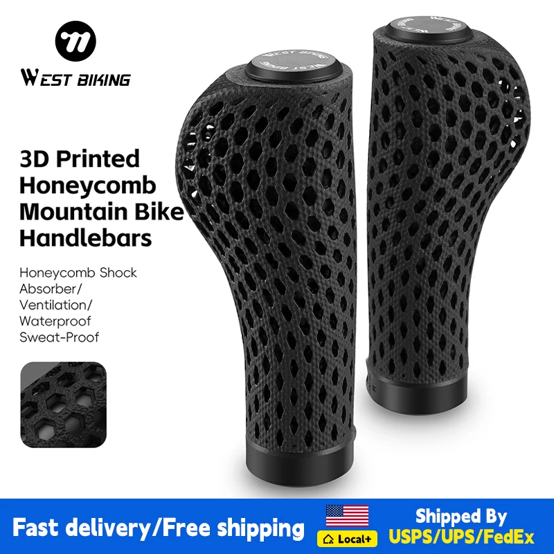 

Велосипедные ручки WEST BIKING с 3D-печатью, эргономичные, нескользящие, с амортизацией и фиксирующими кольцами из сплава для MTB/шоссейных/городских велосипедов