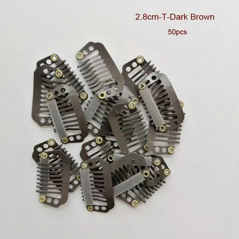 500 PCs 2.8cm 8Teeth Carbon Steel Metal Snap Clips for Hair Extension Straight Style Wig Comb black hair Clip Hair Accessories