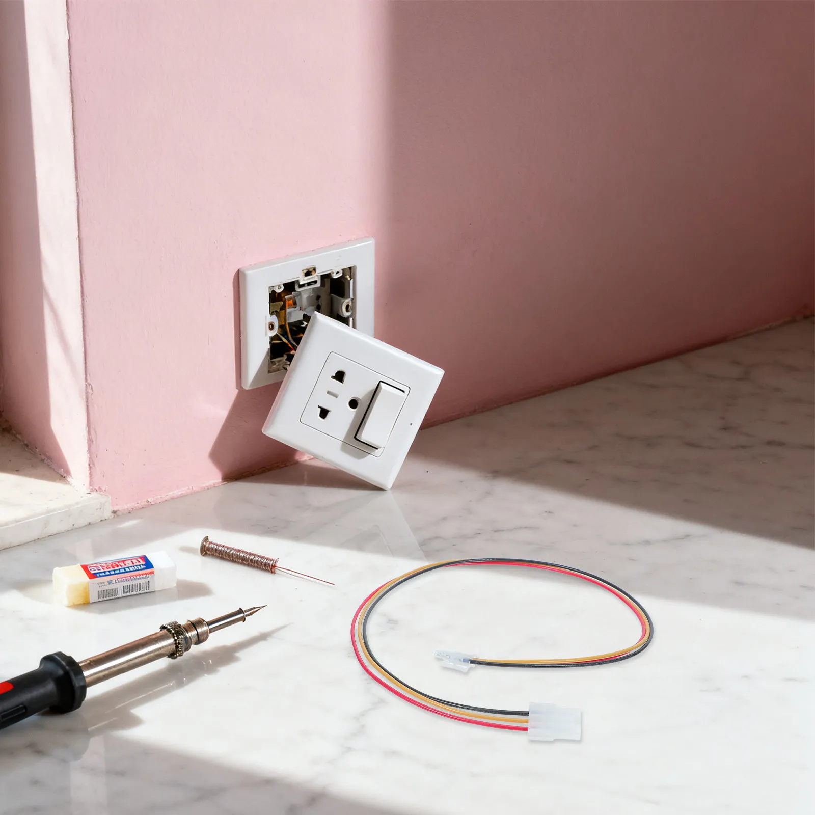 1Set Ceiling Fan Light Extension Cord Dual Layer Insulation Fan Lamp Wiring Cable 45Cm Downrod Connector Cord for DIY