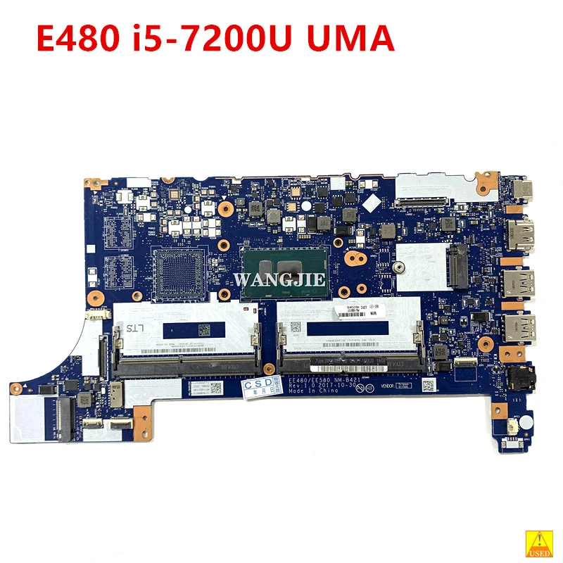 

100% Working For Lenovo ThinkPad E480 Used Laptop Motherboard SR342 I5-7200U i3-7020GMA DDR4 01LW183 02DC206 EE480 EE580 NM-B421