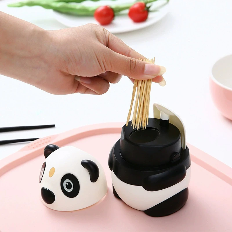 

1pc Toothpick Bucket Floss Box Cotton Swab Storage Box Toothpick Box Household Panda Creative Toothpick Canister Toothpick Jar