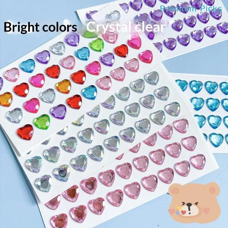 portable3D Heart Diamond Sticker Waterproof Removable Crystal DIY Handmade Material for Laptop Phone Home Desktop Decoration