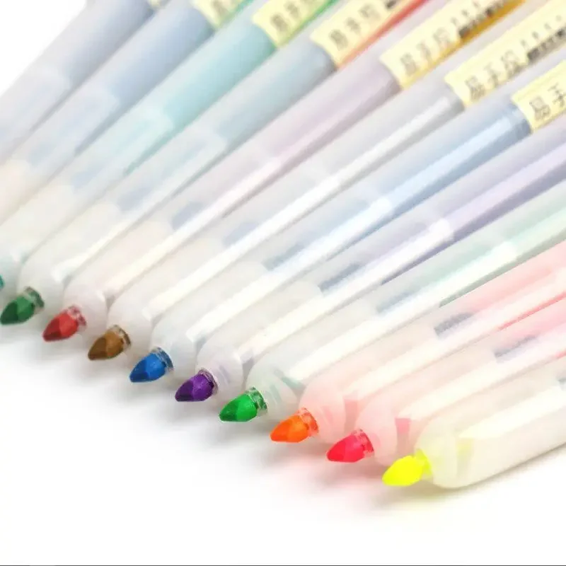 6PCS DIANSHI Press Highlighter Soft Color Simple Highlighter Student Marker Pen [ Value Plan ]