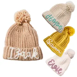 Gorros de invierno personalizados, nombre personalizado, gorro de punto bordado a mano, nombre para bebés, niños pequeños, niñas, niños, regalo de Navidad