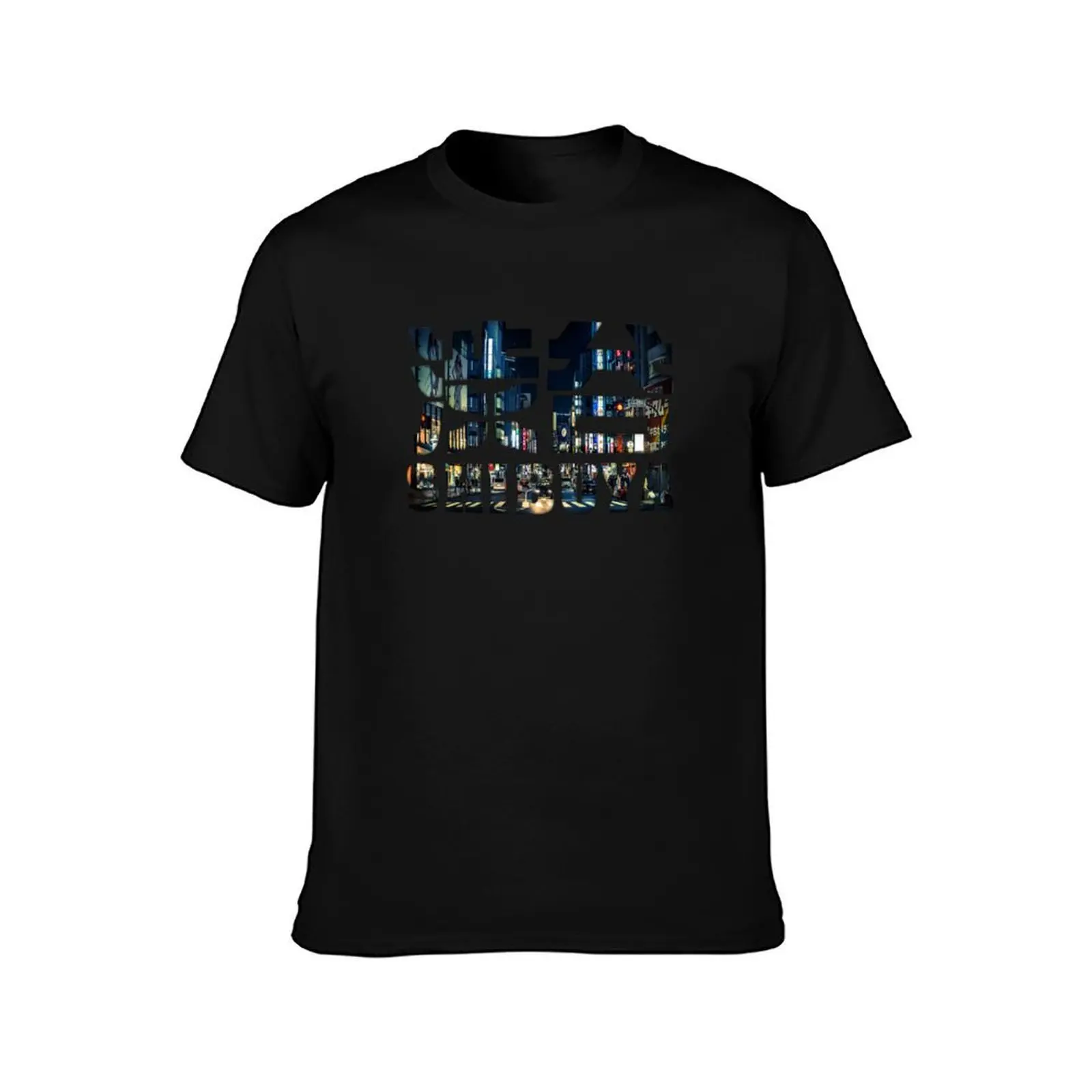 Shibuya - Shibuya Crossroad filled Text T-Shirt Basic Solid Color Casual Tee Shirt