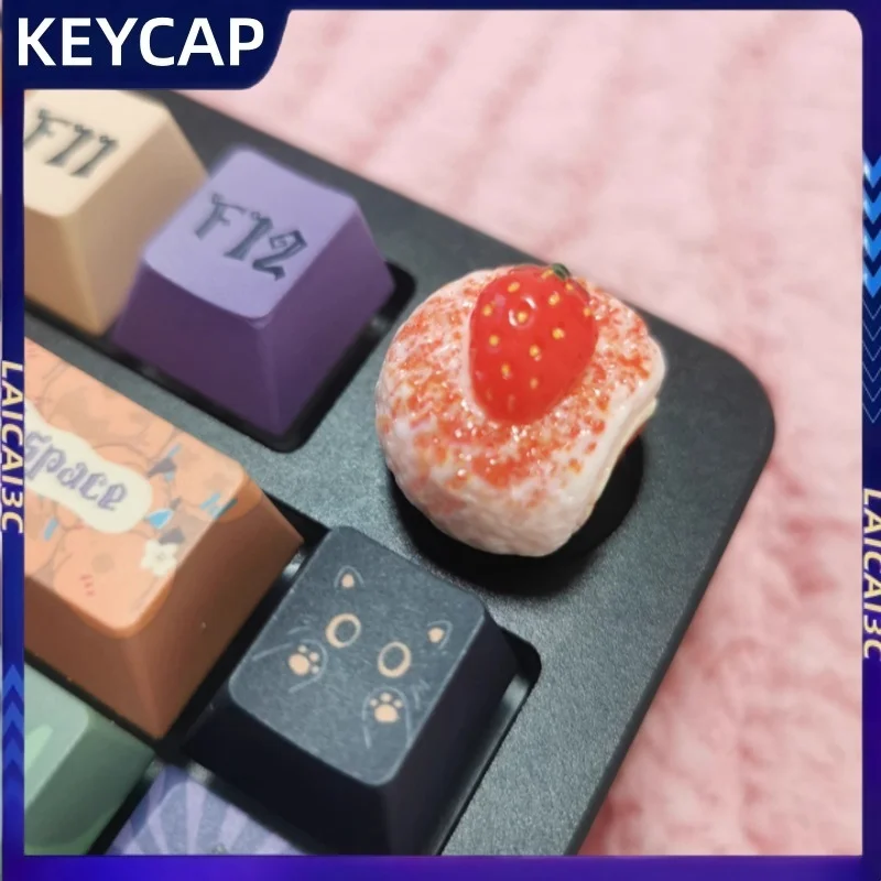 

3D-кейкапы в стиле Matcha Cream Strawberry Milk Bun, металлические колпачки для переключателей, подарок для любителей периферии