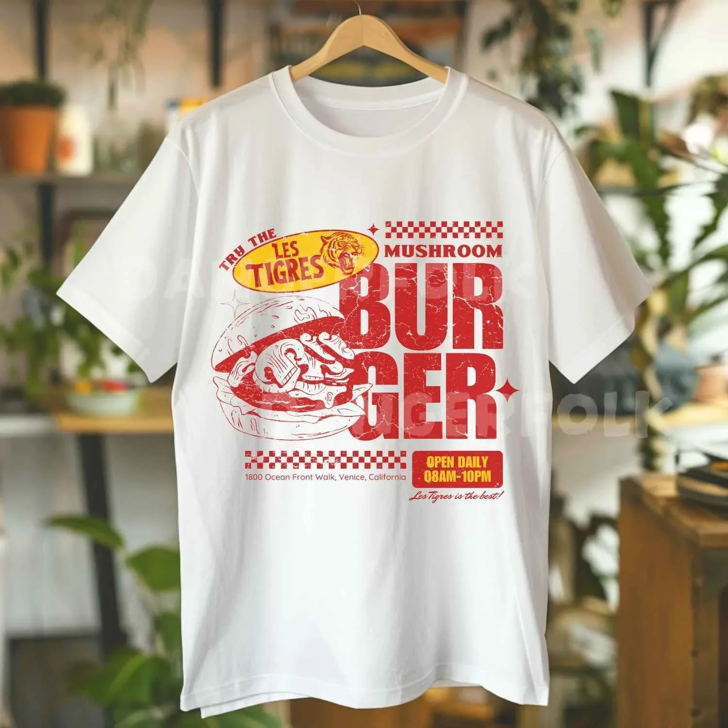 Vintage Style Diner T Shirt Beach Summer Retro Foodie Distressed Burger Streetwear Vacation Food