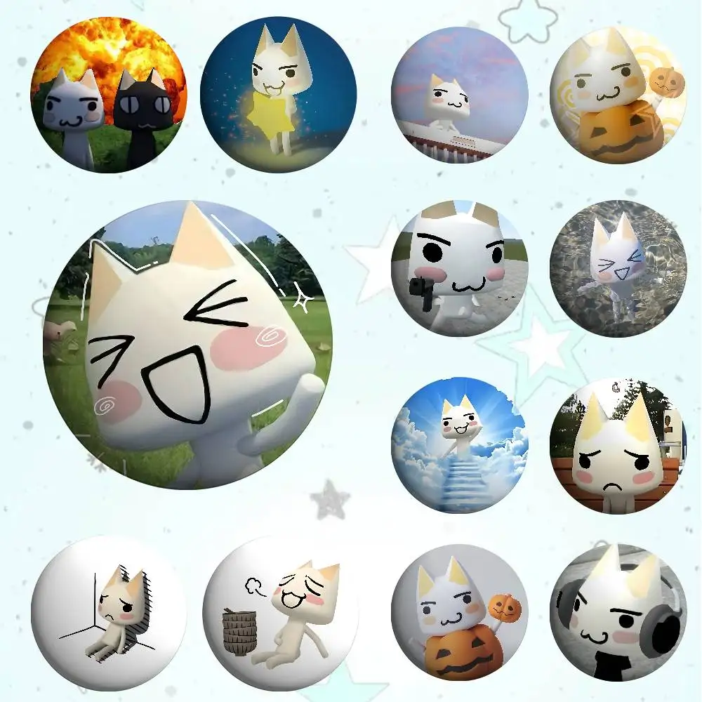 Kawaii Toro Inoue Cat Badges Tinplate Soft Button Pin Brooch Metal Badge Custom Jewelry Accessories Hat Bag Lapel