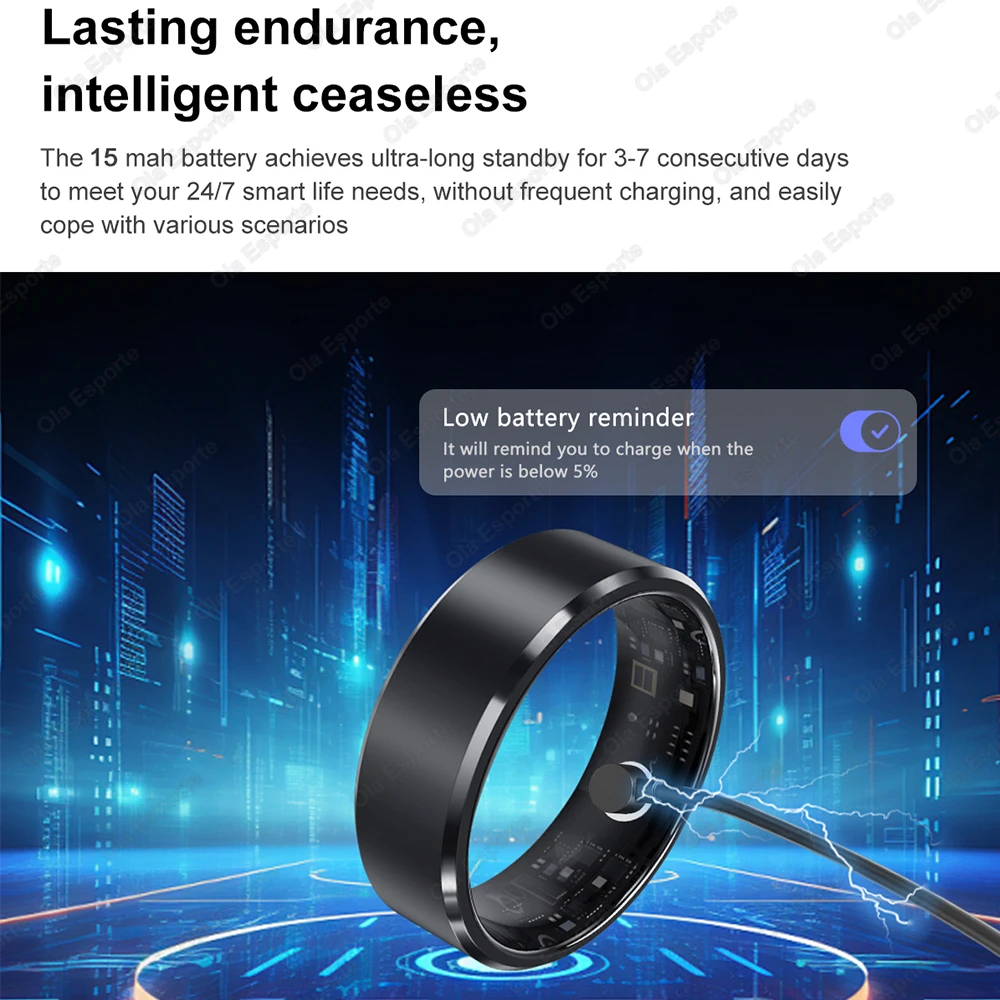 New IP68 & 5ATM Waterproof Smart Ring For Samsung Xiaomi Ring Men Women HRV Heart Rate Blood Oxygen Sleep Monitor Smartring 2024