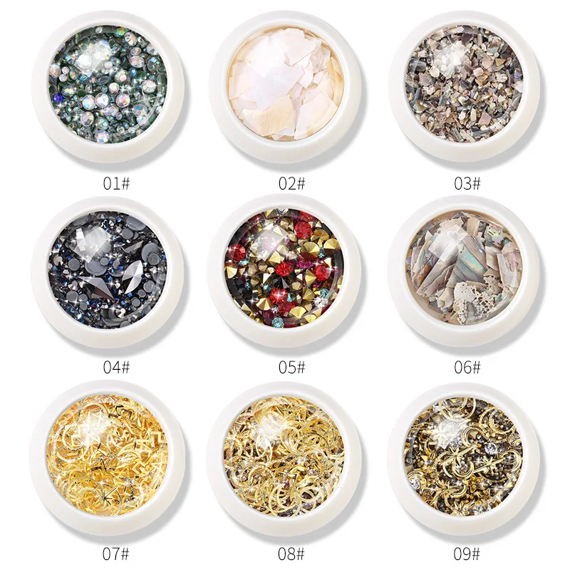 Arte Clavo Mix 3D AB Rhinestones Acrylic Nails Decoration DIY Crystal Nail Art Decoration Silver Rose Gold Crystals Accessories