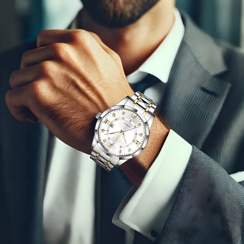 أزياء رجالية ساعات الفولاذ المقاوم للصدأ ساعات كوارتز فاخرة ساعات رجال الأعمال ساعات رجالية