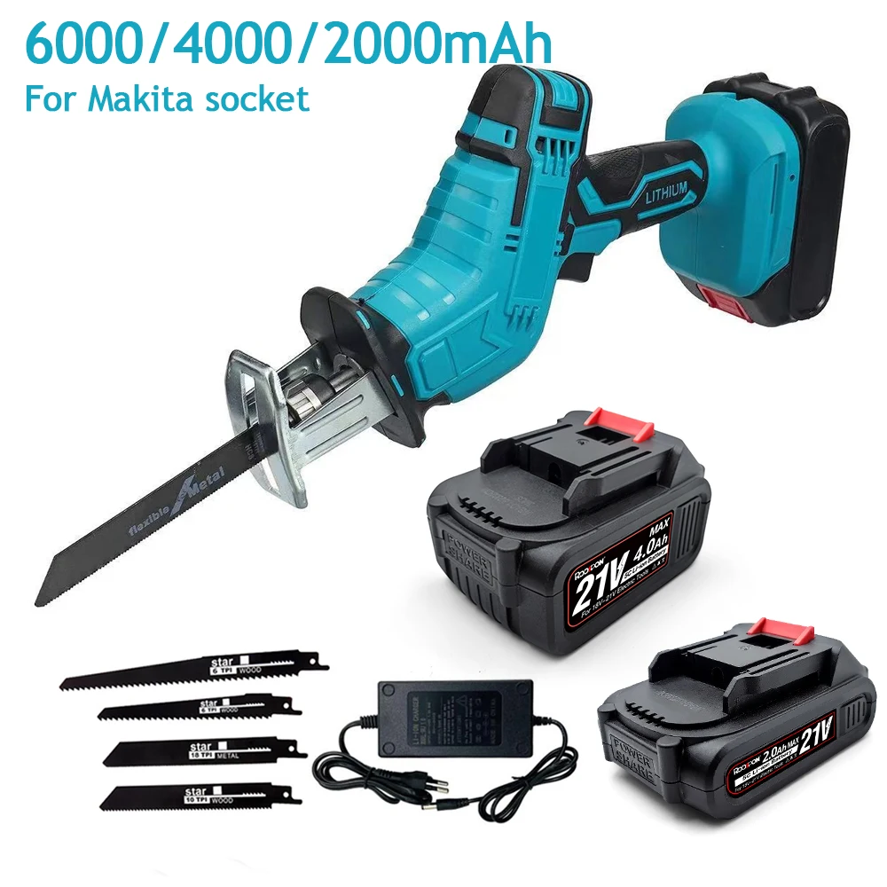 Cordless Electric Reciprocating Saw Wood Metal Cutting Saw Lithium Battery Saber Saw Portable Saw Power Tool For Makita Battery