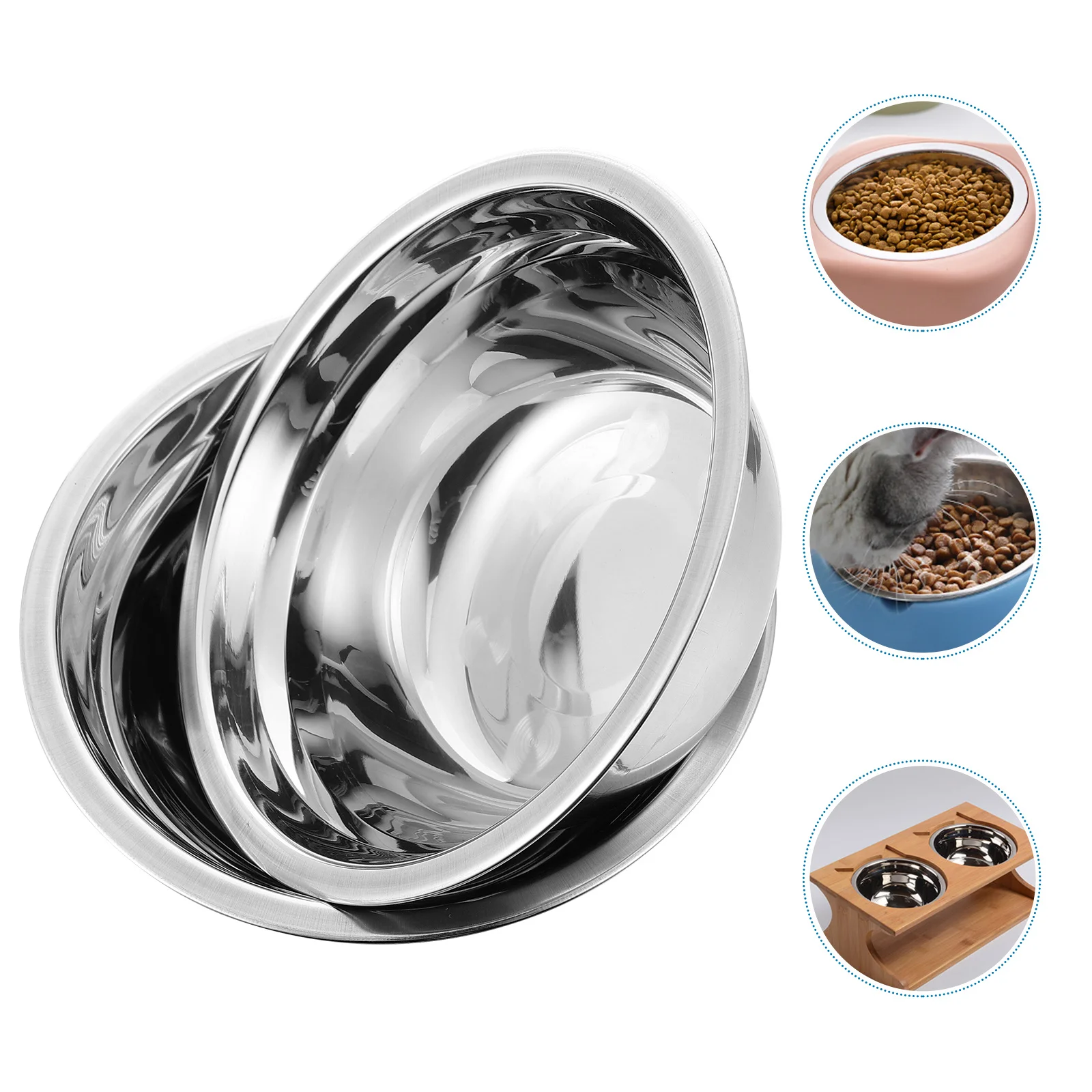 

2Pcs Stainless Steel Bowl Multi Purpose Pet Feeding Bowl Easy Clean Food Drink Basin for Puppy Dogs Cat Hydration