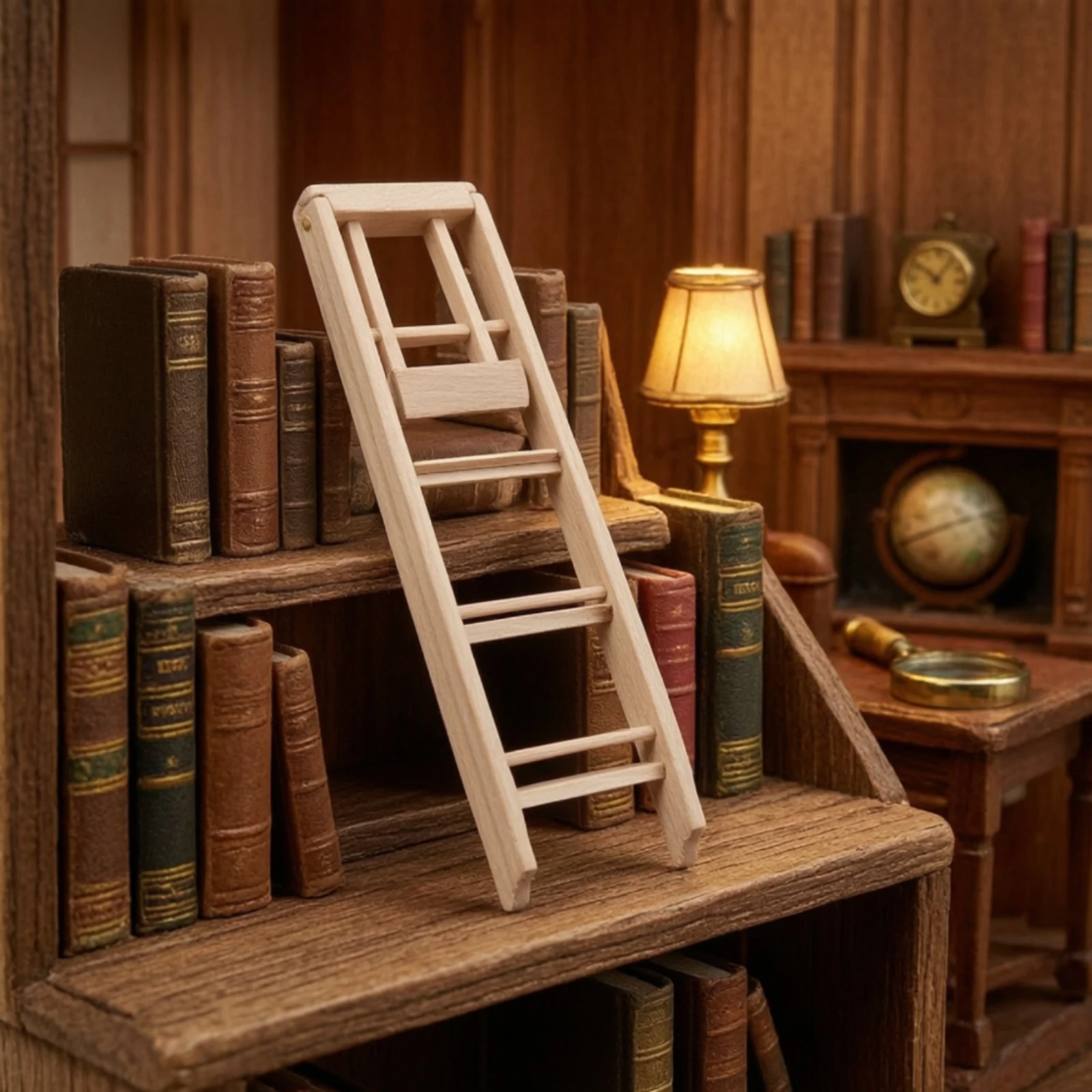 Miniature Step Ladder 1:12 Scale Dollhouse Step Ladder Wooden Unfinished for Crafters, Craft Display