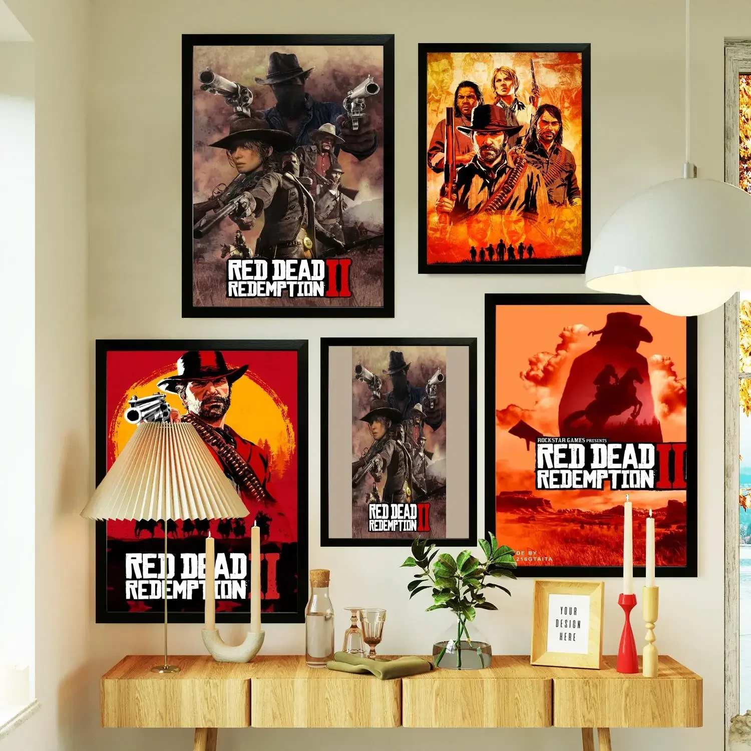 Red Dead Redemption 2 Video Game Poster Prints Wall Art Canvas Painting Poster For Modern Family Living Room Home Decor