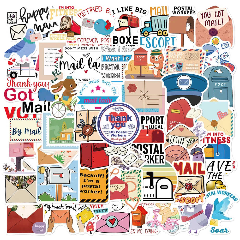 

50 шт., наклейки с рисунком почтальона, ностальгия, граффити, ноутбук, компьютер, багаж, художественная картина, скрапбук, граффити, наклейки, наклейки