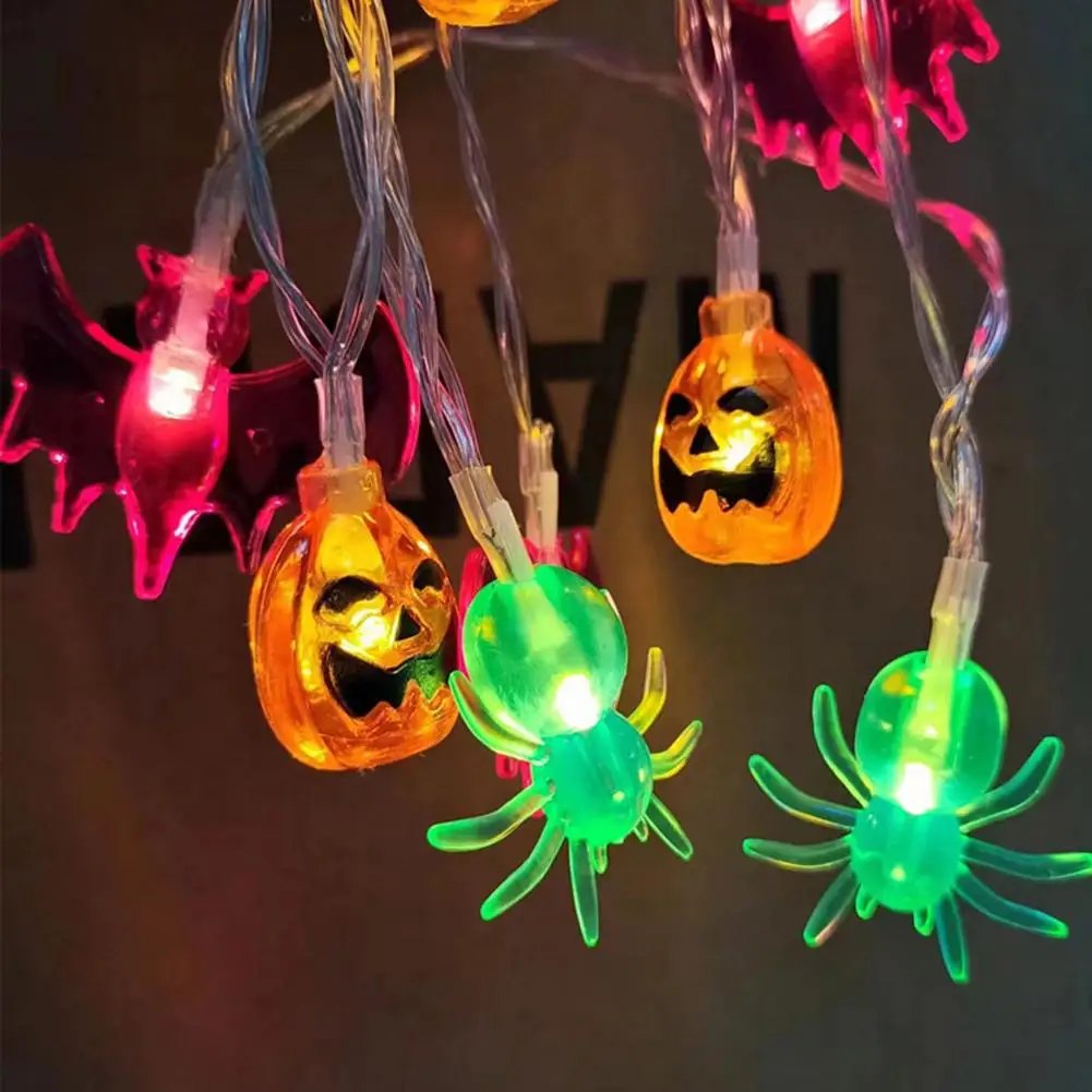 Halloween Lights 10ft 20 LED wodoodporny dyniowy nietoperz łańcuchy świetlne zasilanie bateryjne 8 trybów bajkowe oświetlenie z zegarem na Halloween