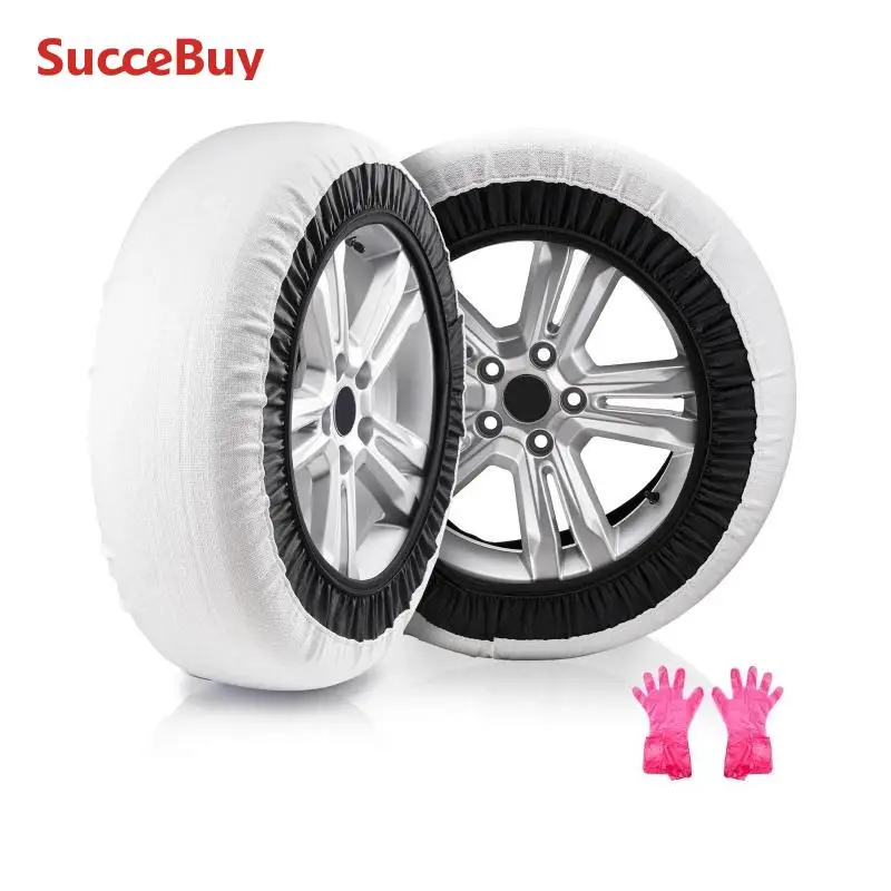 SucceBuy Calzini per pneumatici da neve ispessiti per pneumatici Fibra di poliestere con cinghie elastiche Copertura per pneumatici per trazione da neve per pick-up SUV per auto