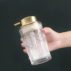 400ml Light Luxury Glass Bubble Bottle Hand Wash Dispensing Bottle Bubble Dispenser Toilet Press Bottle