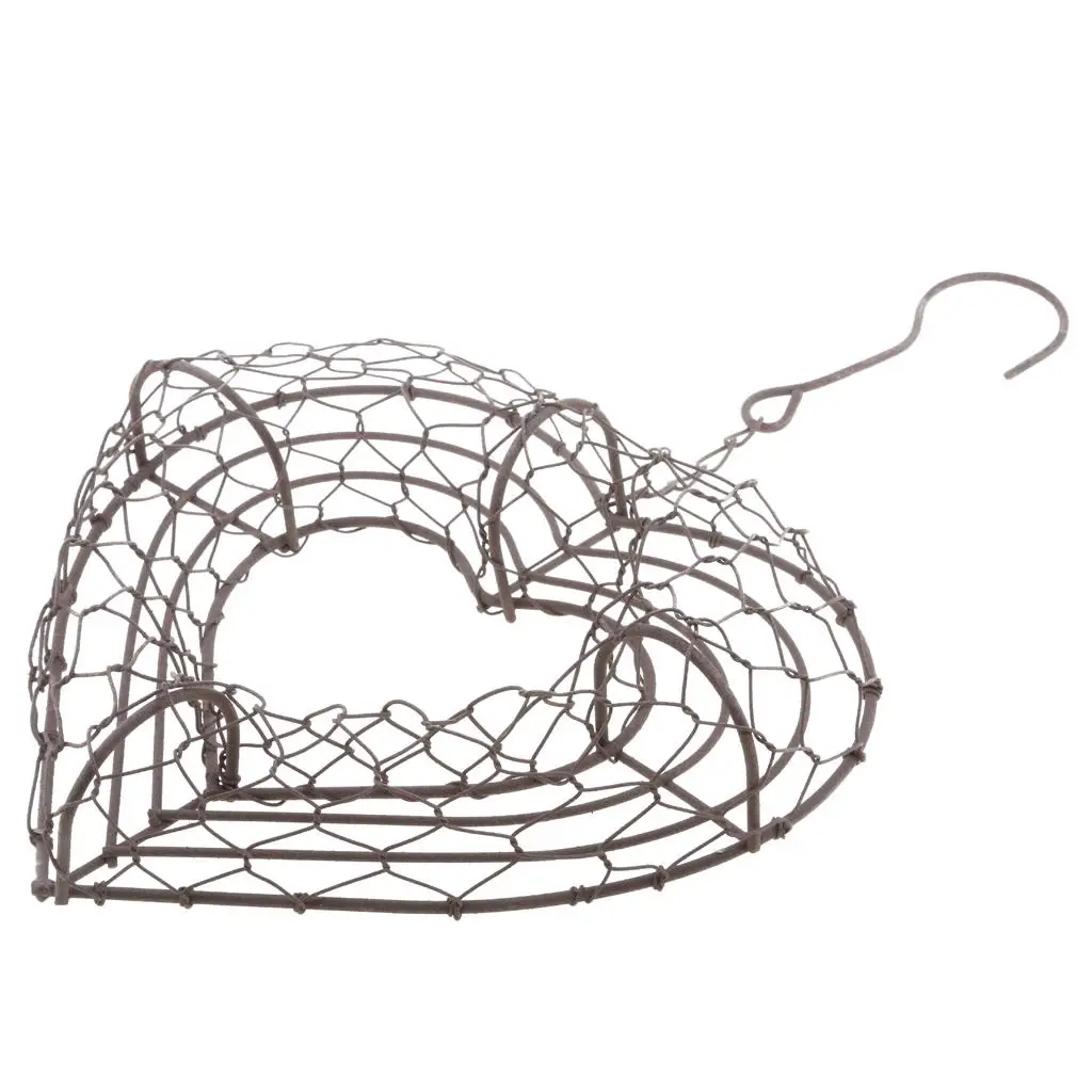 14cm Garden Wall Art Metal Iron Frame Heart Shape Metal Planter Craft DIY