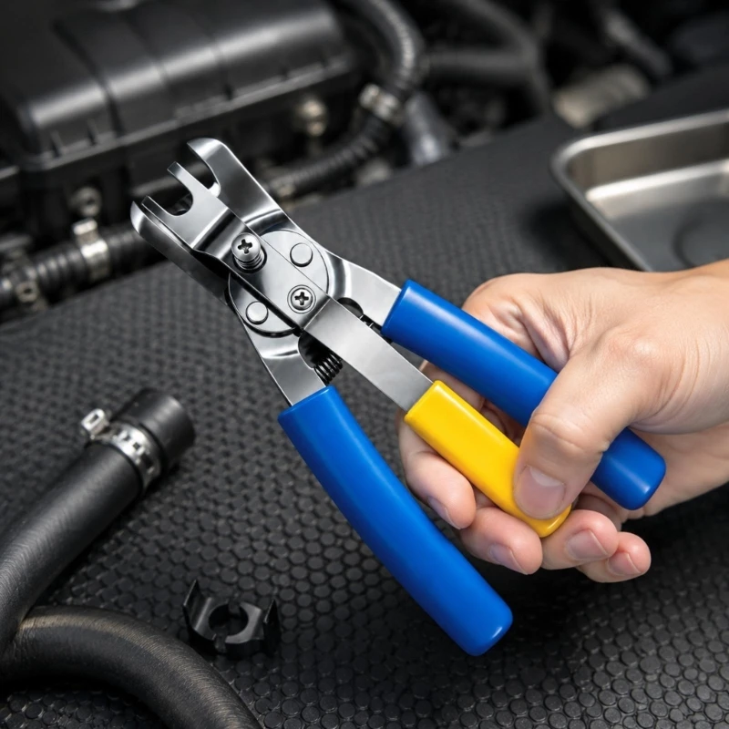 Air Line Fitting Removal Pliers for 1/4”, 5/16” 6-8mm, Spring-Return Action, and Ergonomic Grips for Maintenance Tasks M4YD