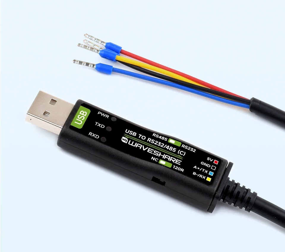 Industrial USB to RS232/RS485 Converter Cable, FT232RNL Chip, 2m Length, 300-921600bps, with 120Ω Terminal & Full Protection