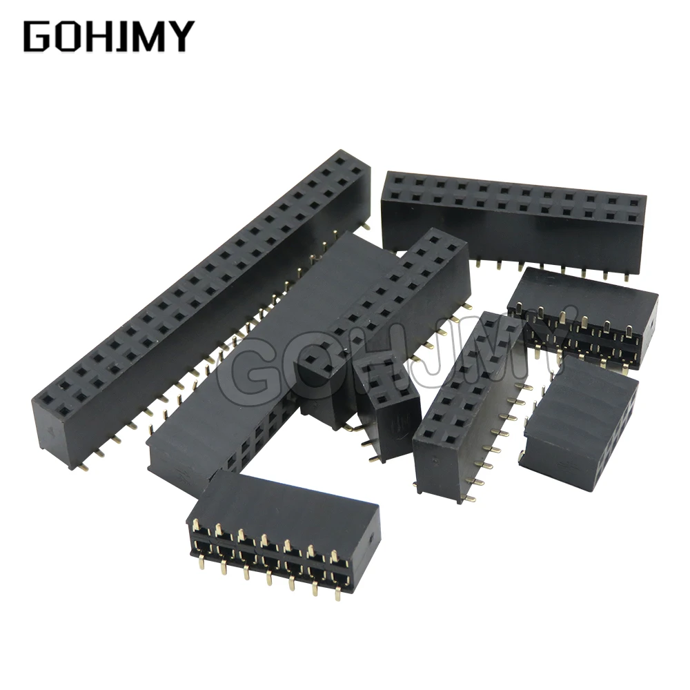 SMT 2.54mm Double Row Female Breakaway PCB Board Pin Header Socket Connector Pinheader 2 * 2/3/4/6/10/12/16/20/40Pin For Arduino