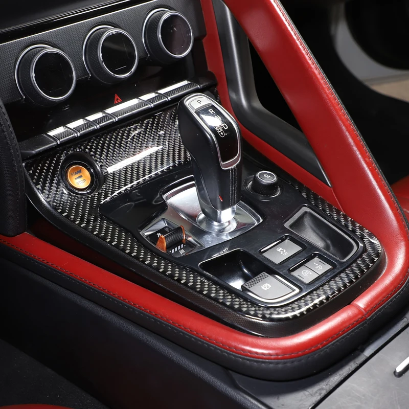 

For Jaguar F-TYPE 2013-2022 Soft Carbon Fiber Car Central Control Gear Panel Frame Cover Trim Sticker Car Accessories