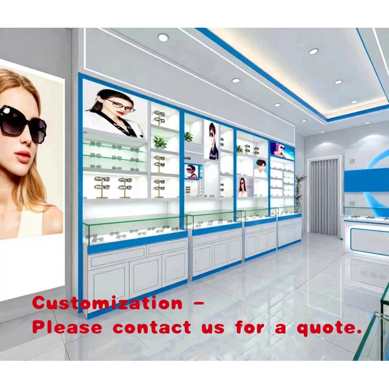 custom.Modern Trendy Optical Color Optional Glasses Display Cabinet Shelves Eyeglasses Store Supermarket Shopping Malls