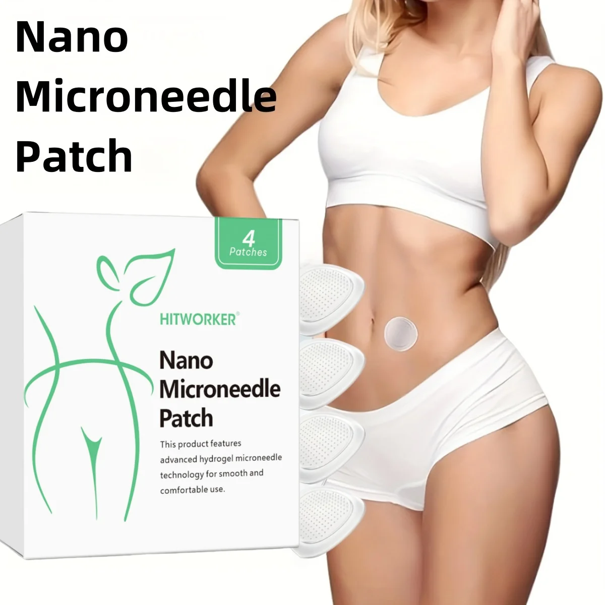 Set mit 4 Nano-Mikronadel-Körperpflege-Patches, Entwickelt für Gründliche Reinigung, Hinterlässt Keine Rückstände, Wasser- und Schweißresistent