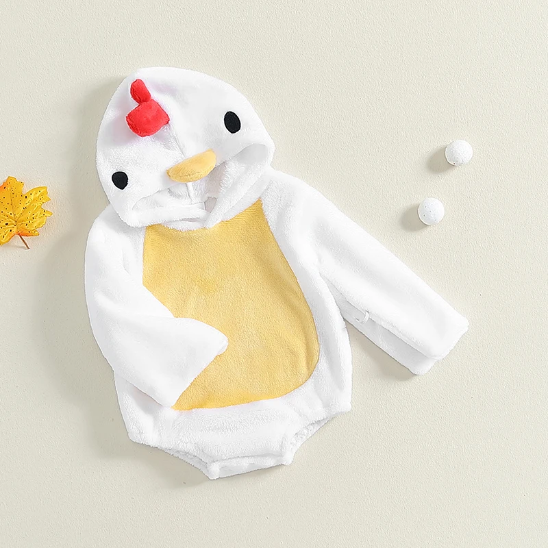 Baby Rooster Costume Long Sleeve Hooded Romper Infant Chicken Costume Newborn Clothes