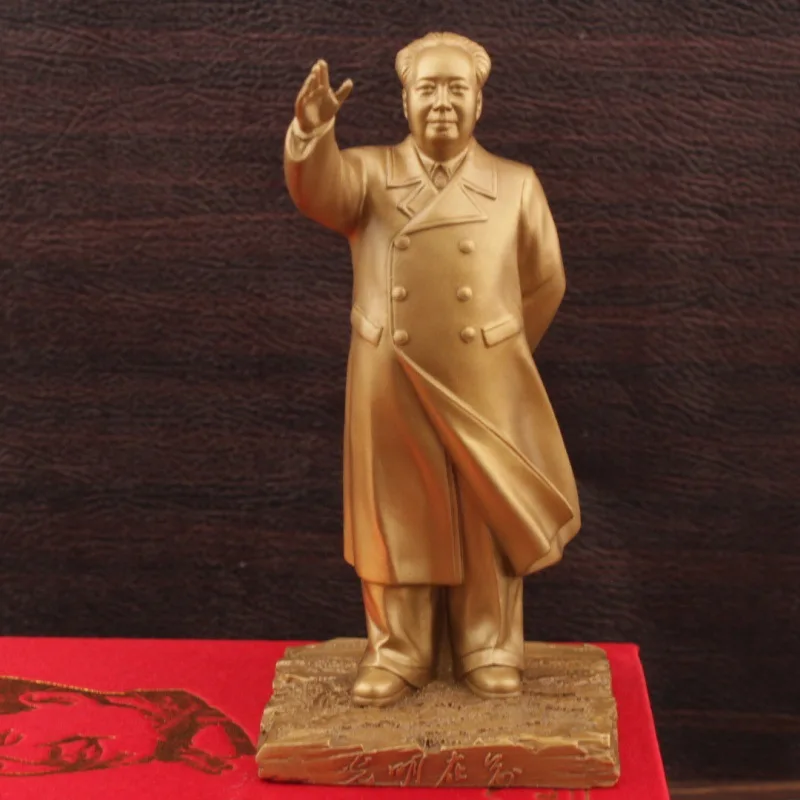 Chairman Golden Waving Brass Mao Zedong Living Room Sculpture Hall Large Founding Statue