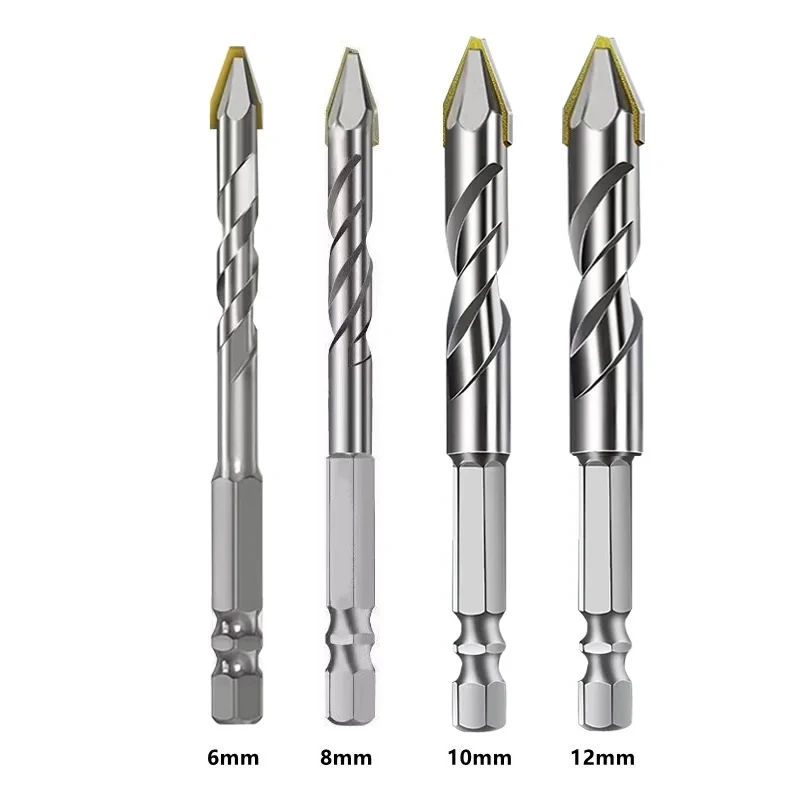 4 Pcs Eccentric Twist Drill Bit 6mm/8mm/10mm/12mm High-Strength Drill Bits Metal Twist Drill Bits for Glass Tile Wood Ceramic