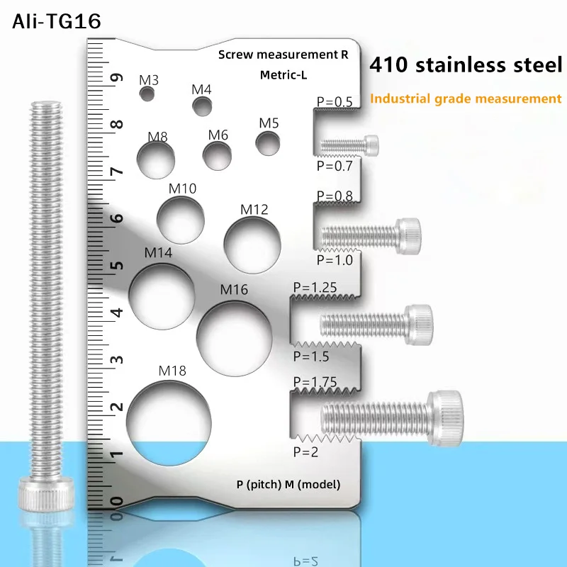 Thread Checker Screw Measurement Ruler Stainless Steel Caliper Metric Gauge Tool For Measuring Screw Pitch Bit Bolt Nut Screw