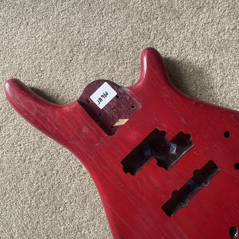 JB960 Transparent Red Color Solid ASH Wood Active Pickups PJB Bass Semi Finishing Electric Bass Body for Replace and DIY