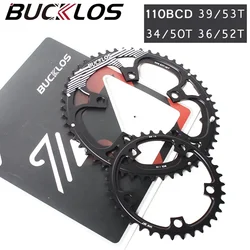 BUCKLOS Road Bike Chainwheel 110BCD Bicycle Chainring 50-34T 52-36T 53-39T 5 Bolts Road Bike Crown for Shimano Sram Crankset
