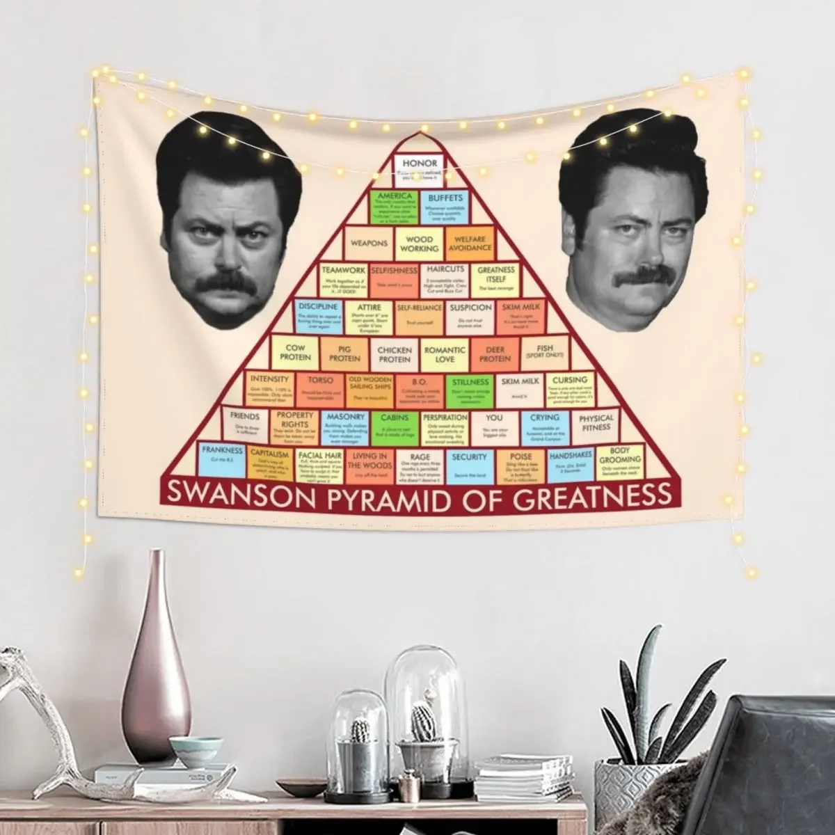 Ron Swanson Pyramid of Greatness Tapestry Home Decorators Nordic Home Decor Decoration Wall Wall Art Tapestry