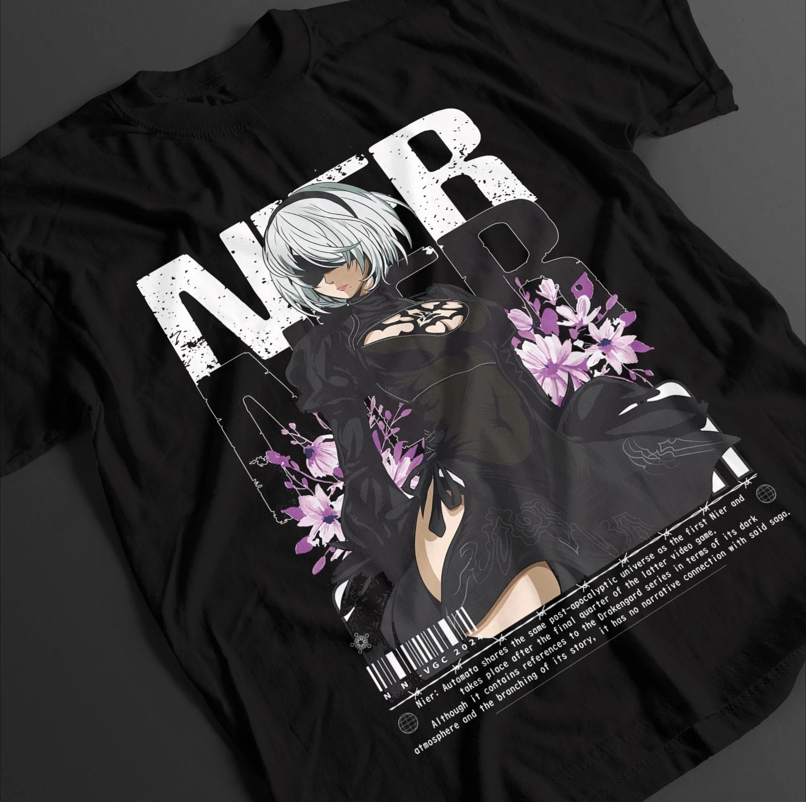 NieR Automata 2B Yorha Anime Game Graphic Tshirt Unisex Streetwear Casual Cotton Oversized O-Neck Tee