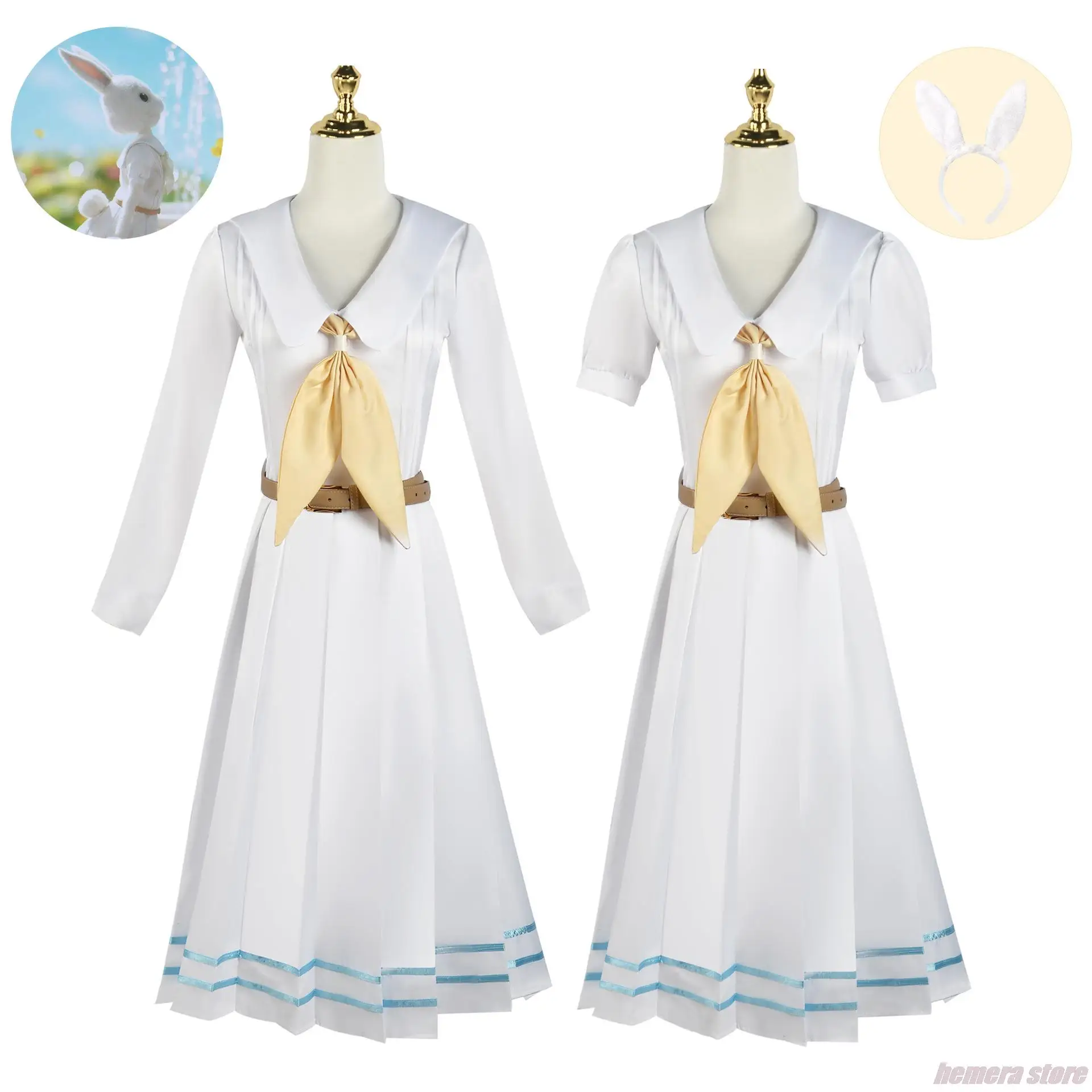Anime Beastars Haru Cosplay Costume Lolita Dress JK Uniform Haru Wig Ears White Rabbit Halloween Costume For Women