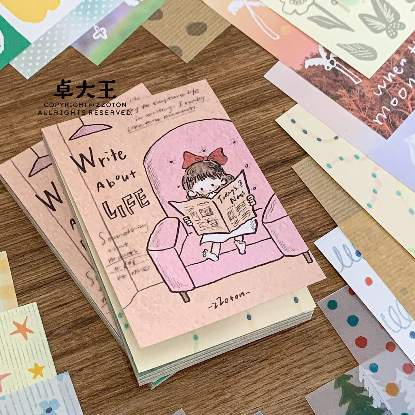 90PCS/Book Mixed Material Base Paper DIY Scrapbooking Literary Message Note Paper